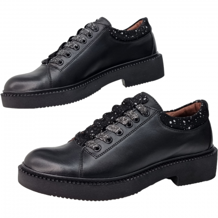 Pantofi Damă Casual  Din Piele Naturală Neagră 5078 [3]