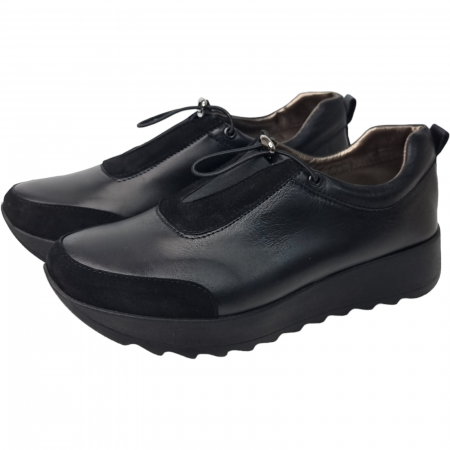 Pantofi Damă Casual Confort Din Piele Velur Naturală Neagră 5089 [1]