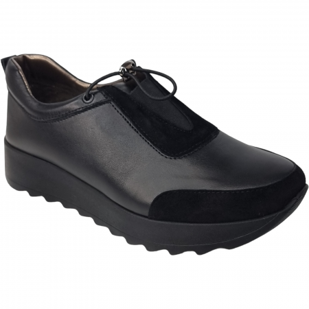 Pantofi Eleganti Pentru Femei - Pantofi Damă Casual Confort Din Piele Naturală Neagră Velur 5056