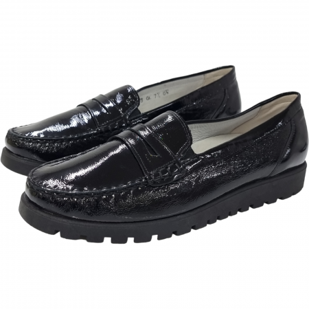 Pantofi Damă Casual Confort Din Piele Naturală Lăcuită Neagră 5061 [1]