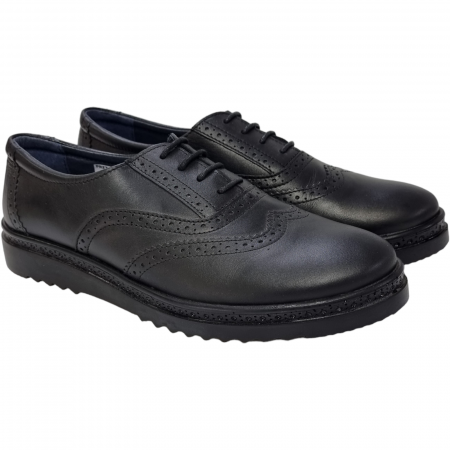 Pantofi Damă Casual Confort Din Piele Naturală Neagră 5062 [1]