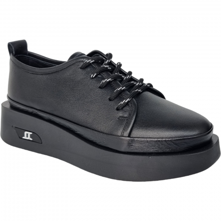 Pantofi Damă Casual Confort Din Piele Naturală Neagră 5065 [6]