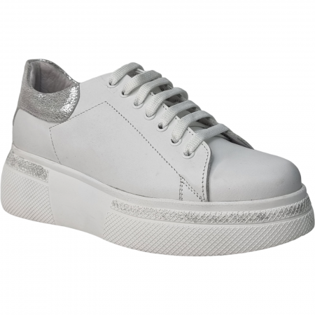 Pantofi Damă Casual Confort Din Piele Naturală Albă 5091 [2]