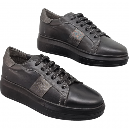Pantofi Damă Casual Confort Din Piele Naturală Neagră 5013 [3]