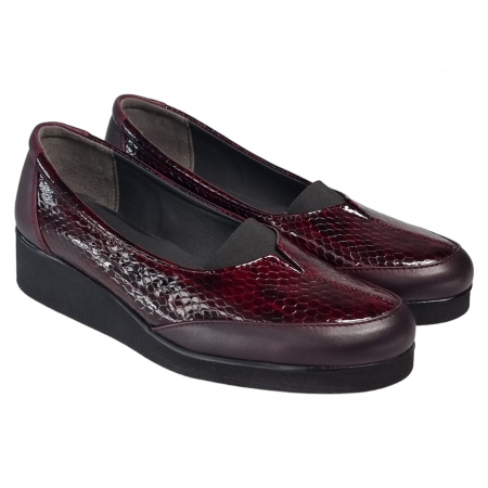 Pantofi Damă Casual Confort Din Piele Naturală Bordo 5014 [4]