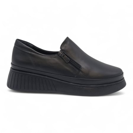 Pantofi Casual Pentru Femei - Pantofi Damă Casual Confort Din Piele Naturală Neagră 25441