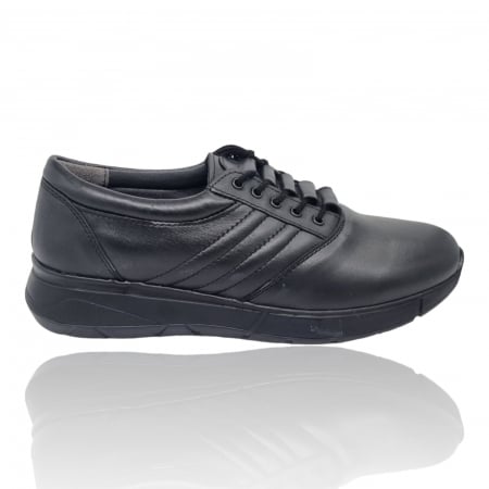 Pantofi Casual Pentru Femei - Pantofi Damă Casual Confort Din Piele Naturală Neagră 5004
