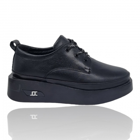 Femei - Pantofi Damă Casual Confort Din Piele Naturală Neagră 5142