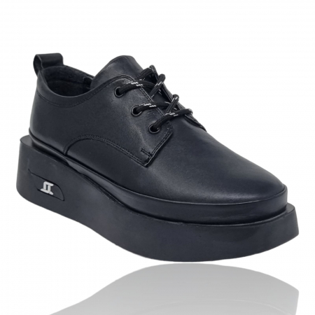 Pantofi Damă Casual Confort Din Piele Naturală Neagră 5142 [2]