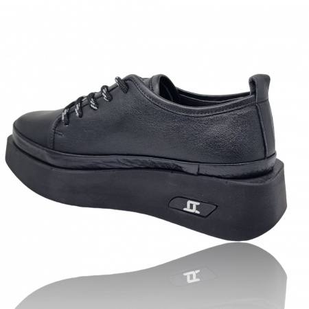 Pantofi Damă Casual Confort Din Piele Naturală Neagră 5065 [5]