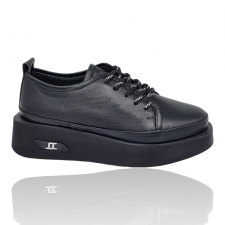 Femei - Pantofi Damă Casual Confort Din Piele Naturală Neagră 5065