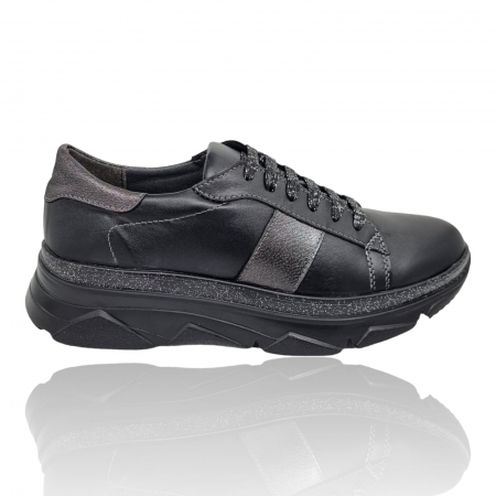 Femei - Pantofi Damă Casual Confort Din Piele Naturală Neagră 5077