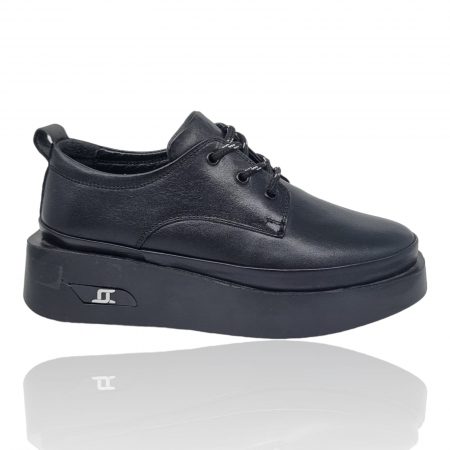 Femei - Pantofi Damă Casual Confort Din Piele Naturală Perforată Neagră 5109