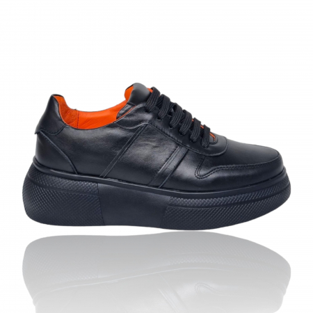 Femei - Pantofi Damă Casual Confort Din Piele Neagră 5146