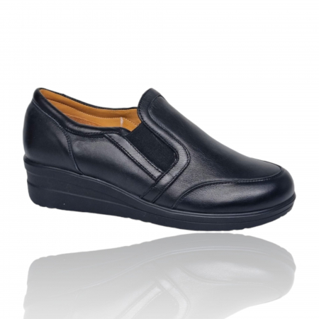 Femei - Pantofi Damă Casual Confort Din Piele Neagră 5147