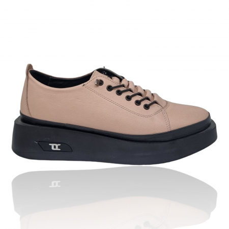 Femei - Pantofi Damă Casual Confort Din Piele Naturala Pudra 5109
