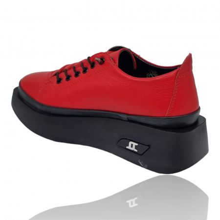 Pantofi Damă Casual Confort Din Piele Naturala Rosu 5113 [1]
