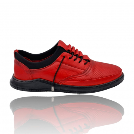 Femei - Pantofi Damă Casual Confort Din Piele Rosu 5125