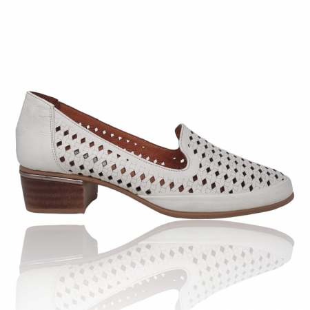 Pantofi Eleganti Pentru Femei - Pantofi Damă Casual Din Piele Naturală Crem 4003