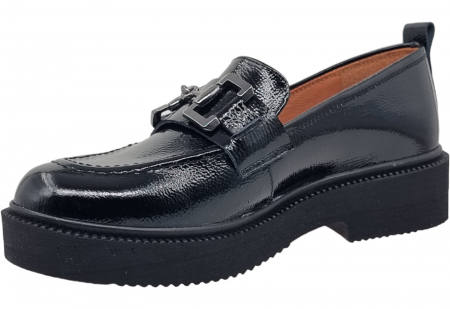 Pantofi Damă Casual Din Piele Naturală Lăcuită Neagră 5094 [1]