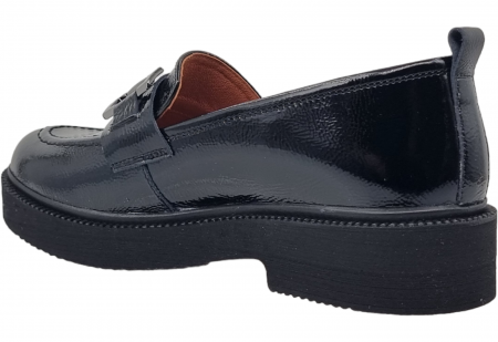 Pantofi Damă Casual Din Piele Naturală Lăcuită Neagră 5094 [3]