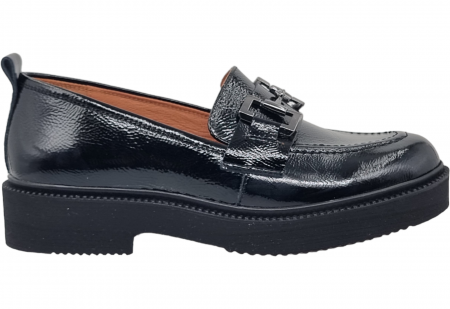 Pantofi Casual Pentru Femei - Pantofi Damă Casual Din Piele Naturală Lăcuită Neagră 5094