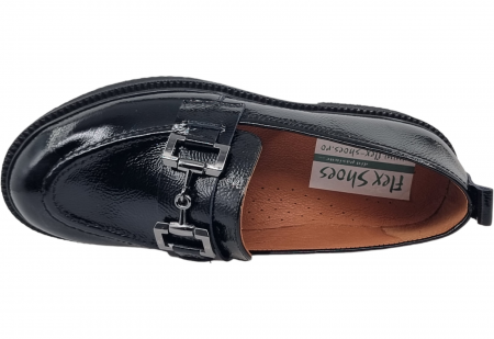 Pantofi Damă Casual Din Piele Naturală Lăcuită Neagră 5094 [4]