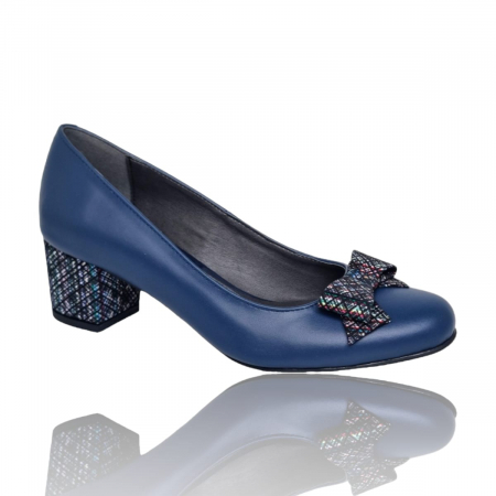 Pantofi cu Toc - Pantofi Damă Eleganți Din Piele Naturală Blue 5068