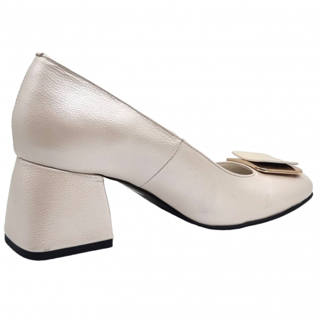 Pantofi Damă Eleganți Din Piele Naturală Crem 15094 [0]