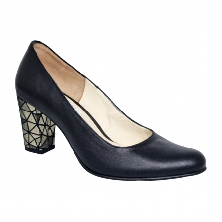 Pantofi cu Toc - Pantofi Damă Eleganți Din Piele Naturală Neagră 16035