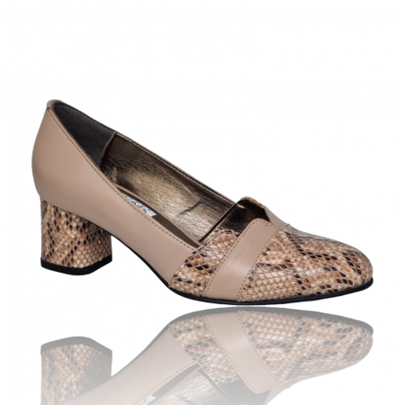 Pantofi cu Toc - Pantofi Damă Eleganți Din Piele Naturală Nude Cr 16041