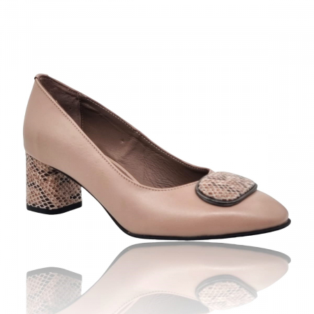 Pantofi cu Toc - Pantofi Damă Eleganți Din Piele Naturală Crem Sarp 16131