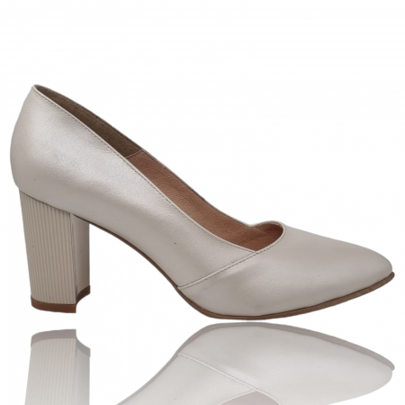 Pantofi Eleganti Pentru Femei - Pantofi Damă Eleganți Din Piele Naturală Crem 3190