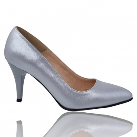 Pantofi Eleganti Pentru Femei - Pantofi Damă Eleganți Din Piele Naturală Gri Sidef 3215