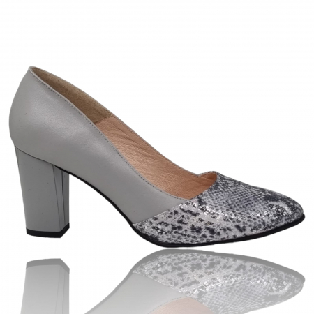 Pantofi Eleganti Pentru Femei - Pantofi Damă Eleganți Din Piele Naturală Gri 3227