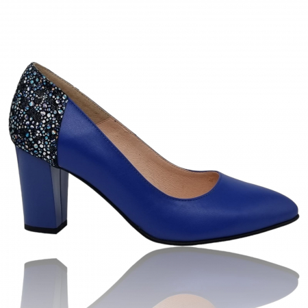 Pantofi cu Toc - Pantofi Damă Eleganți Din Piele Naturală Albastru 3234