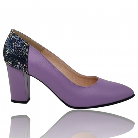 Pantofi cu Toc - Pantofi Damă Eleganți Din Piele Naturală Lila 3235