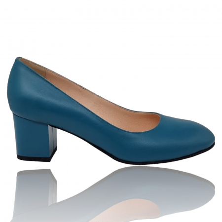 Pantofi cu Toc - Pantofi Damă Eleganți Din Piele Naturală Blue 3238