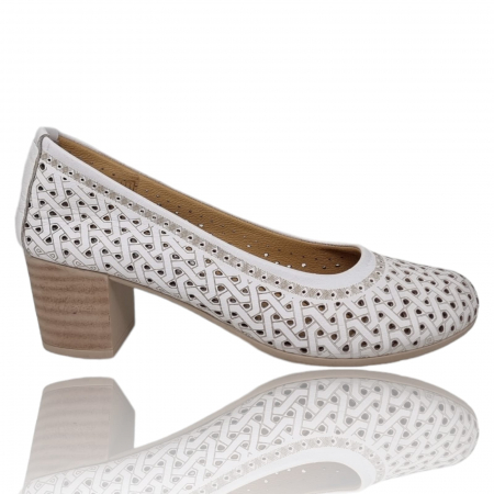 Femei - Pantofi Damă Casual Confort Din Piele Albă 5274