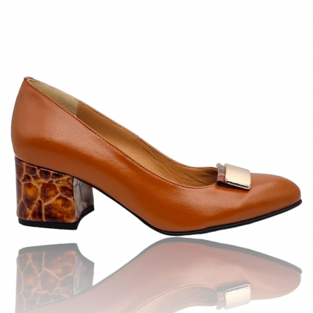 Pantofi Eleganti Pentru Femei - Pantofi Damă Eleganți Din Piele Naturală Portocaliu 3281