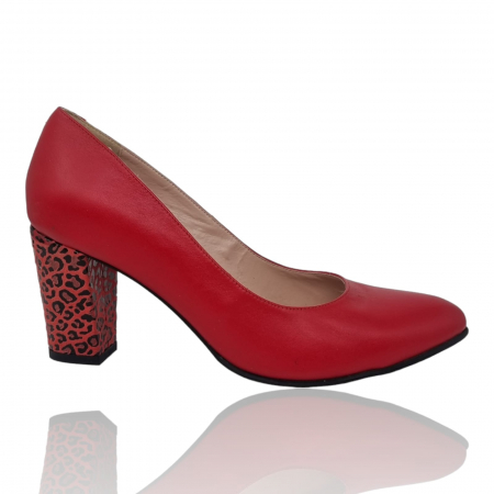 Pantofi Eleganti Pentru Femei - Pantofi Damă Eleganți Din Piele Naturală Roșie 3051