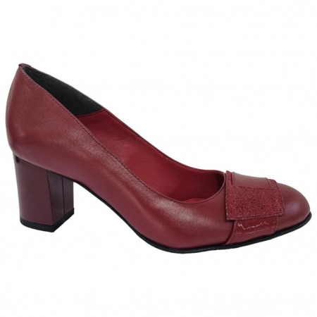 Pantofi Eleganti Pentru Femei - Pantofi Damă Eleganți Din Piele Naturală Bordo 3157