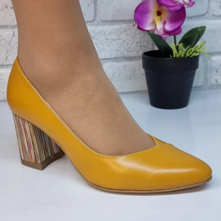 Pantofi Damă Eleganți Din Piele Naturală Mustar 20642 [6]
