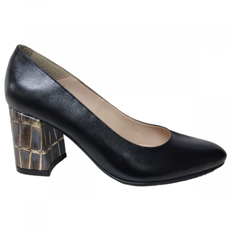 Pantofi Eleganti Pentru Femei - Pantofi Damă Eleganți Din Piele Naturală  Neagră Zid 3140