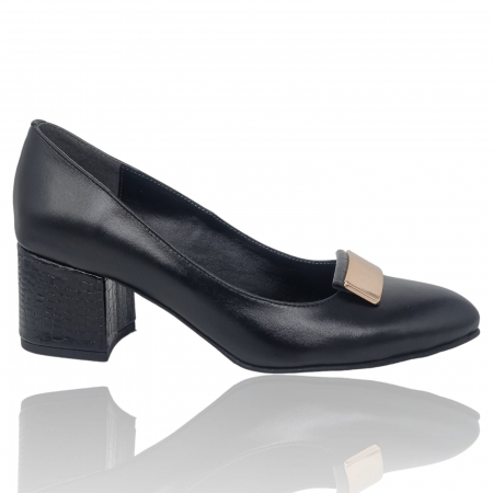 Pantofi cu Toc - Pantofi Damă Eleganți Din Piele Naturală Neagra 3154