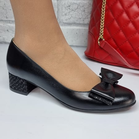 Pantofi Eleganti Pentru Femei - Pantofi Damă Eleganți Din Piele Naturală Neagră 3141