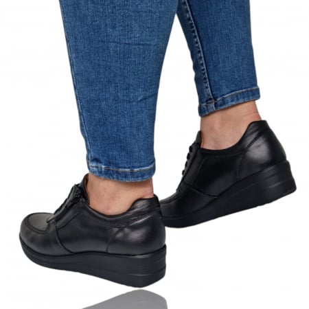 Pantofi Damă Casual Confort Din Piele Naturală Neagră 5009 [3]
