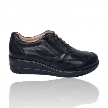 Pantofi Casual Pentru Femei - Pantofi Damă Casual Confort Din Piele Naturală Neagră 5009