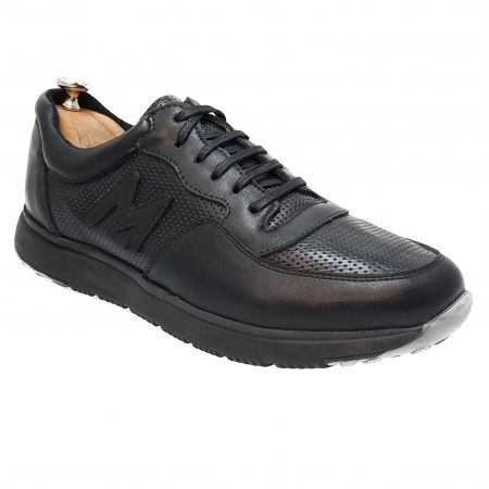 Pantofi Sport Din Piele Naturala Pentru Barbati - Pantofi Bărbați Sport Din Piele Naturală Neagră 313