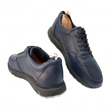 Pantofi Bărbați Sport Din Piele Naturală Blue 314 [2]